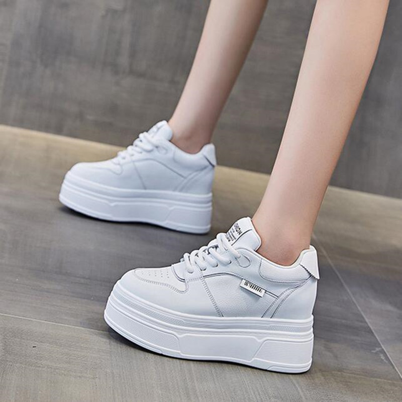 Chunky Sneaker Platform - 9CM en cuir véritable nouvelle marque