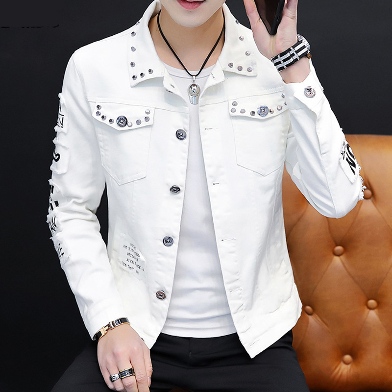 Street Fashion Jeans Men - Printemps automne hommes Rivets Denim vestes