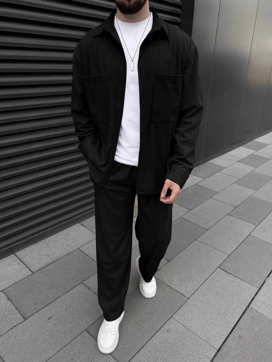 Street Fashion Outfit - Ensemble deux pièces en velours côtelé