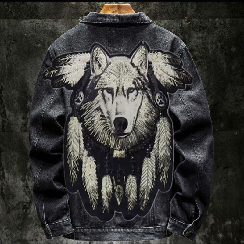 Street Fashion Jeans Men - Amérique Vintage loup lourd brodé Patch