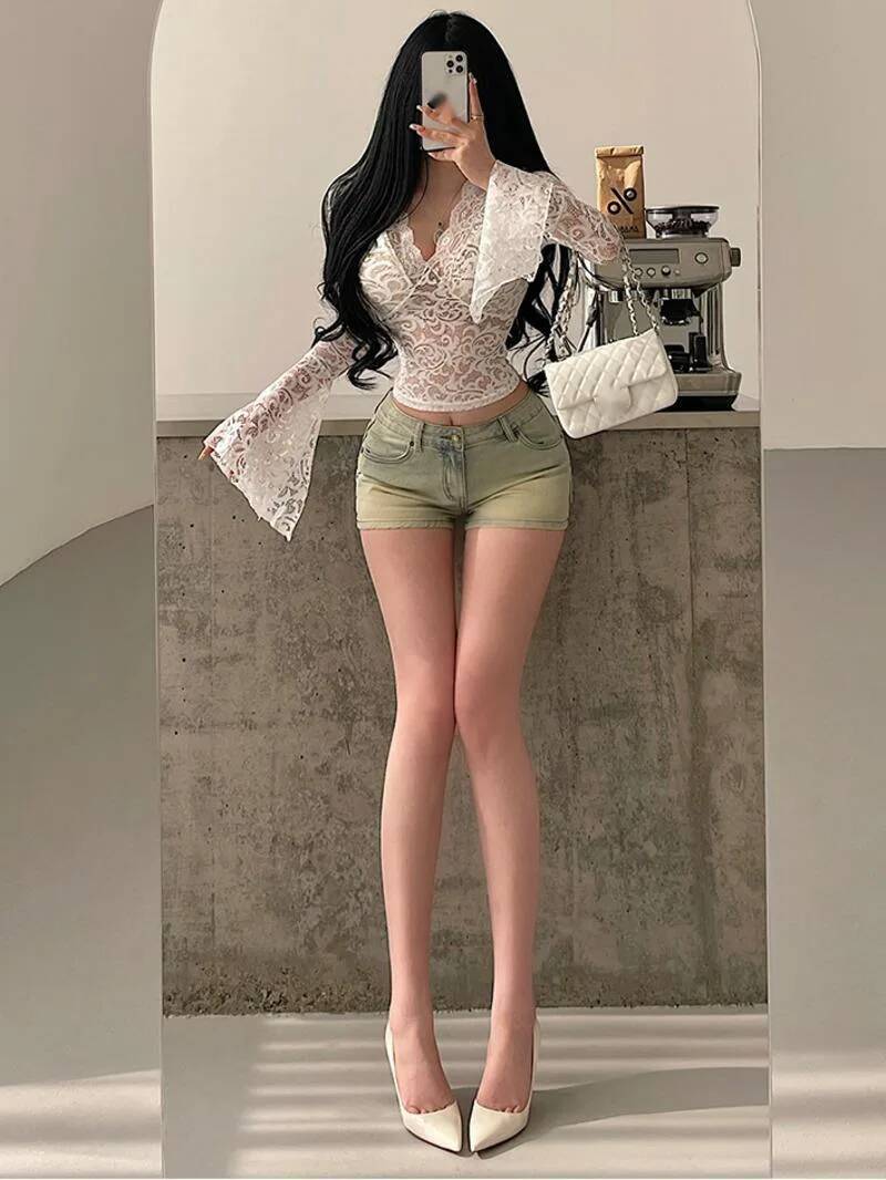 Shorts de cow-boy moulants et  - Korean Street Fashion Female avis et prix