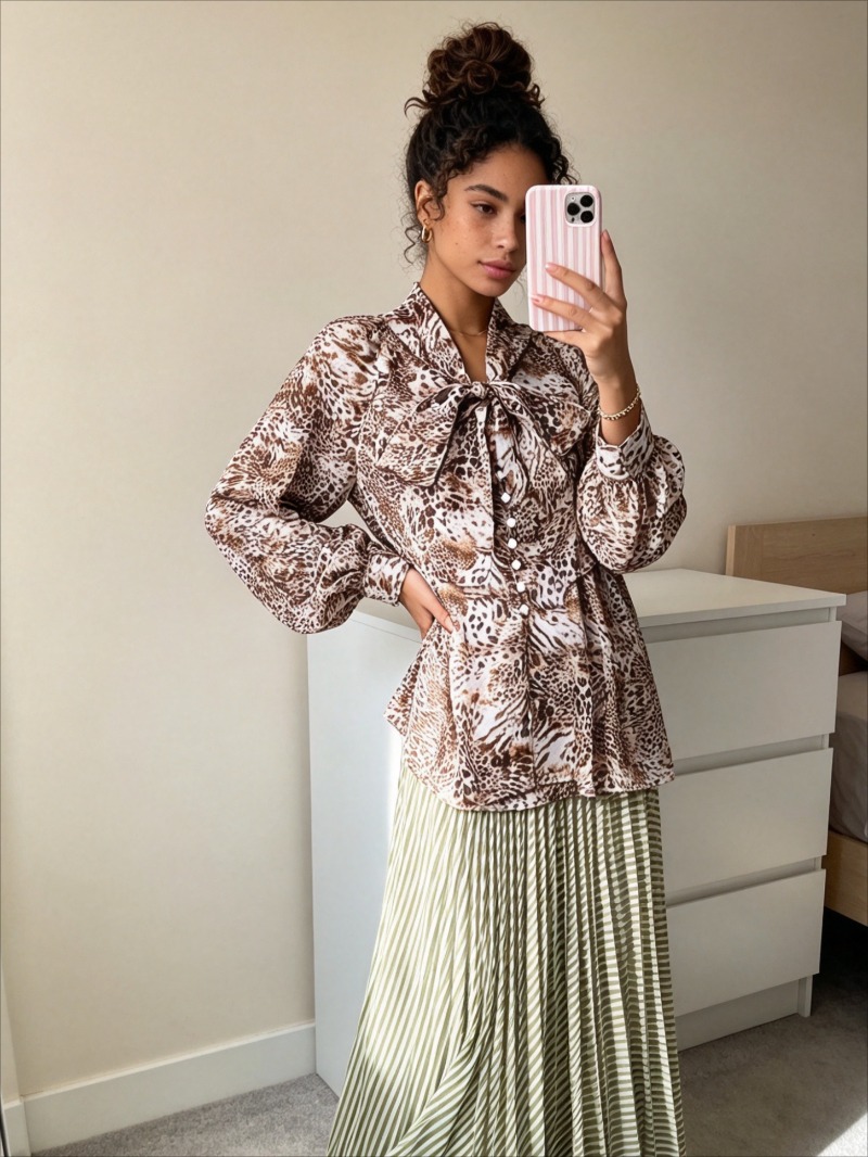 Nouvelle chemise élégante à im - Korean Street Fashion Female avis et prix