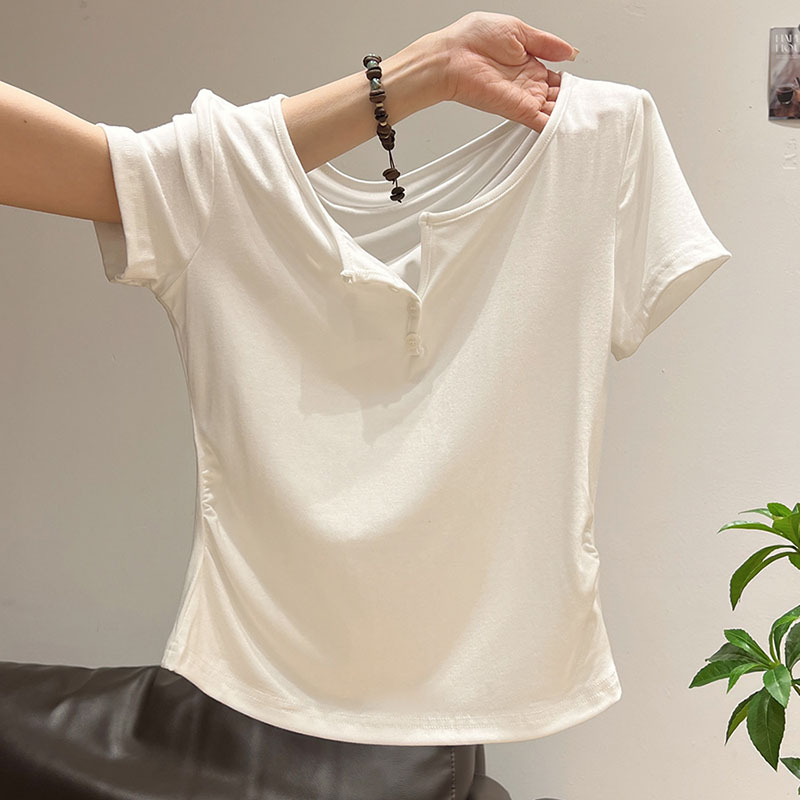 T-shirts pour femmes à col sem - Korean Street Fashion Female avis et prix