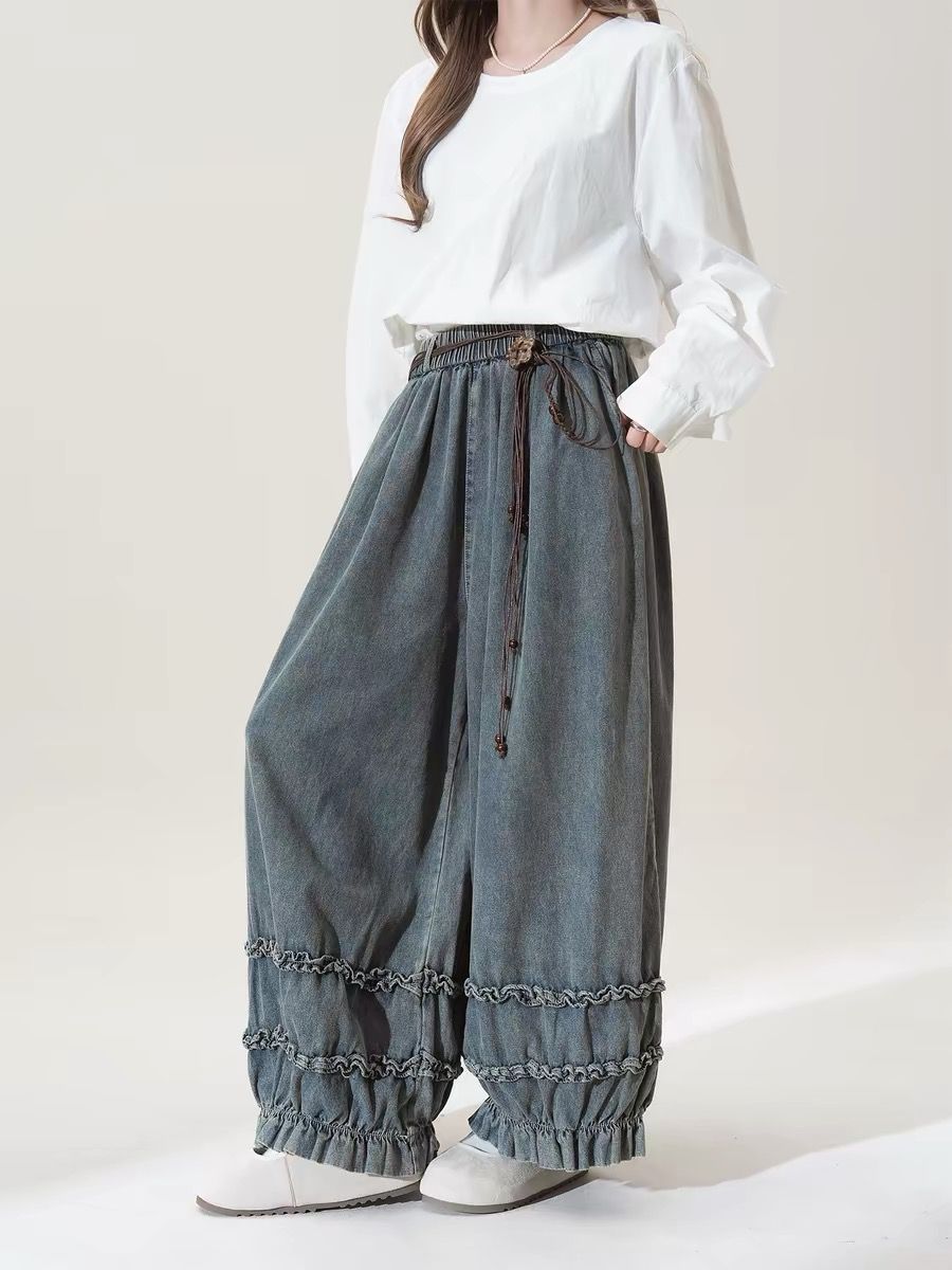 Pantalon ample uni rétro japon - Japanese Street Fashion Female avis et prix