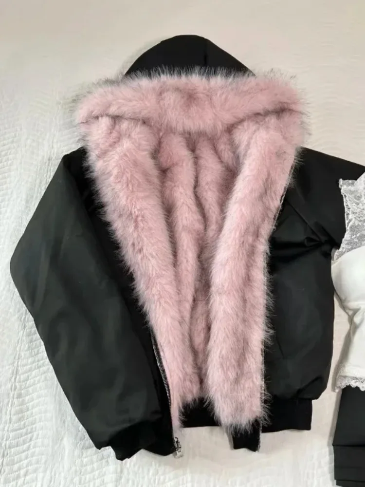 Manteau patchwork de fourrure  - Korean Street Fashion Female avis et prix