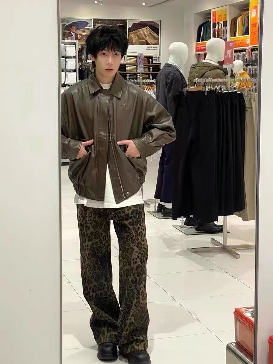 Pantalon large à imprimé léopa - Street Fashion Jeans Men avis et prix